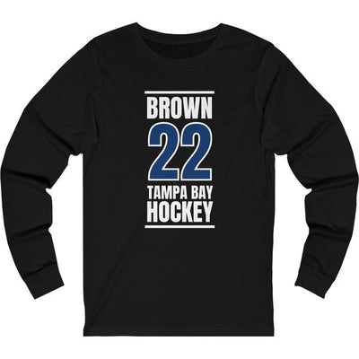 Brown 22 Tampa Bay Hockey Blue Vertical Design Unisex Jersey Long Sleeve Shirt