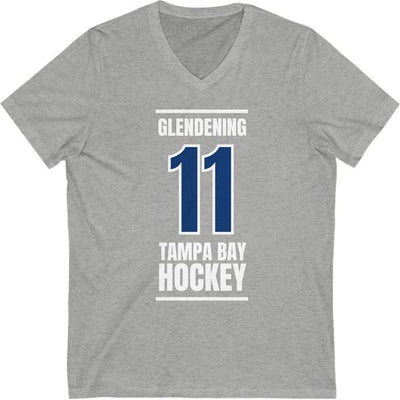 Glendening 11 Tampa Bay Hockey Blue Vertical Design Unisex V-Neck Tee