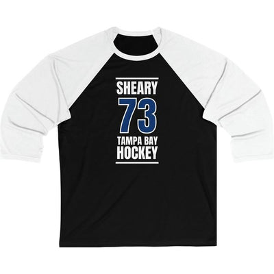 Sheary 73 Tampa Bay Hockey Blue Vertical Design Unisex Tri-Blend 3/4 Sleeve Raglan Baseball Shirt