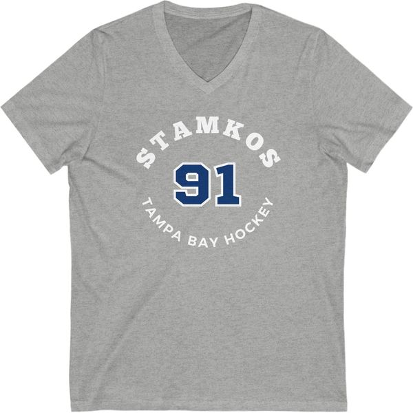 Stamkos 91 Tampa Bay Hockey Number Arch Design Unisex V-Neck Tee