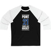 Point 21 Tampa Bay Hockey Blue Vertical Design Unisex Tri-Blend 3/4 Sleeve Raglan Baseball Shirt