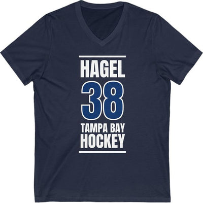 Hagel 38 Tampa Bay Hockey Blue Vertical Design Unisex V-Neck Tee