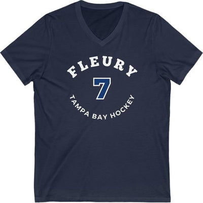 Fleury 7 Tampa Bay Hockey Number Arch Design Unisex V-Neck Tee