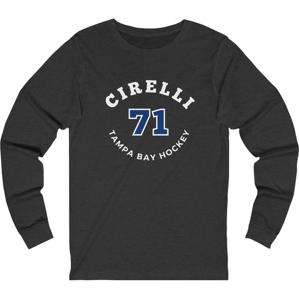 Cirelli 71 Tampa Bay Hockey Number Arch Design Unisex Jersey Long Sleeve Shirt