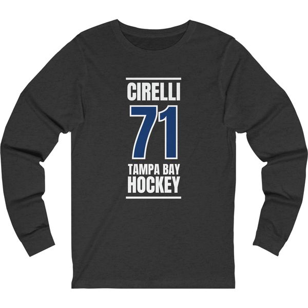 Cirelli 71 Tampa Bay Hockey Blue Vertical Design Unisex Jersey Long Sleeve Shirt