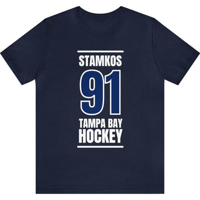 Stamkos 91 Tampa Bay Hockey Blue Vertical Design Unisex T-Shirt