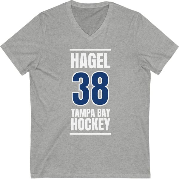 Hagel 38 Tampa Bay Hockey Blue Vertical Design Unisex V-Neck Tee