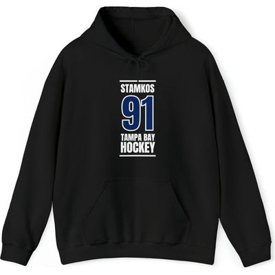 Stamkos 91 Tampa Bay Hockey Blue Vertical Design Unisex Hooded Sweatshirt