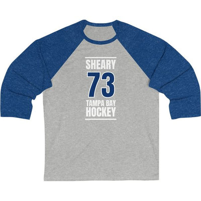 Sheary 73 Tampa Bay Hockey Blue Vertical Design Unisex Tri-Blend 3/4 Sleeve Raglan Baseball Shirt