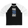 Paul 20 Tampa Bay Hockey Blue Vertical Design Unisex Tri-Blend 3/4 Sleeve Raglan Baseball Shirt