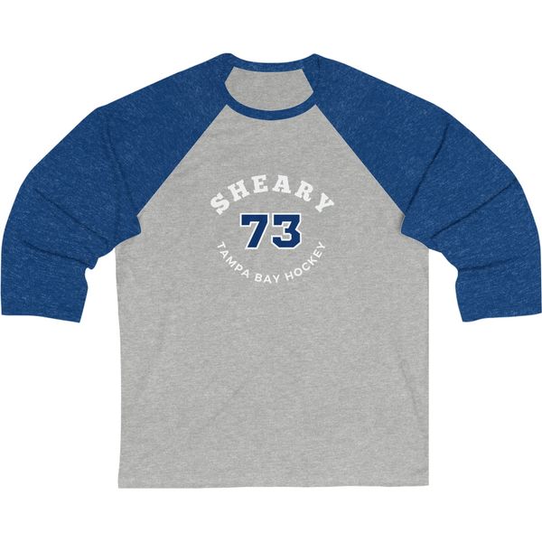 Sheary 73 Tampa Bay Hockey Number Arch Design Unisex Tri-Blend 3/4 Sleeve Raglan Baseball Shirt