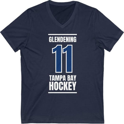 Glendening 11 Tampa Bay Hockey Blue Vertical Design Unisex V-Neck Tee