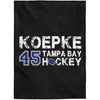 Koepke 45 Tampa Bay Hockey Velveteen Plush Blanket